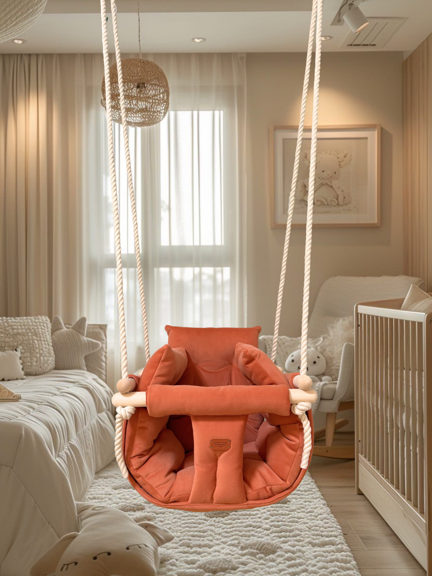 Premium Coral Orange Swing - Handcrafted Swing