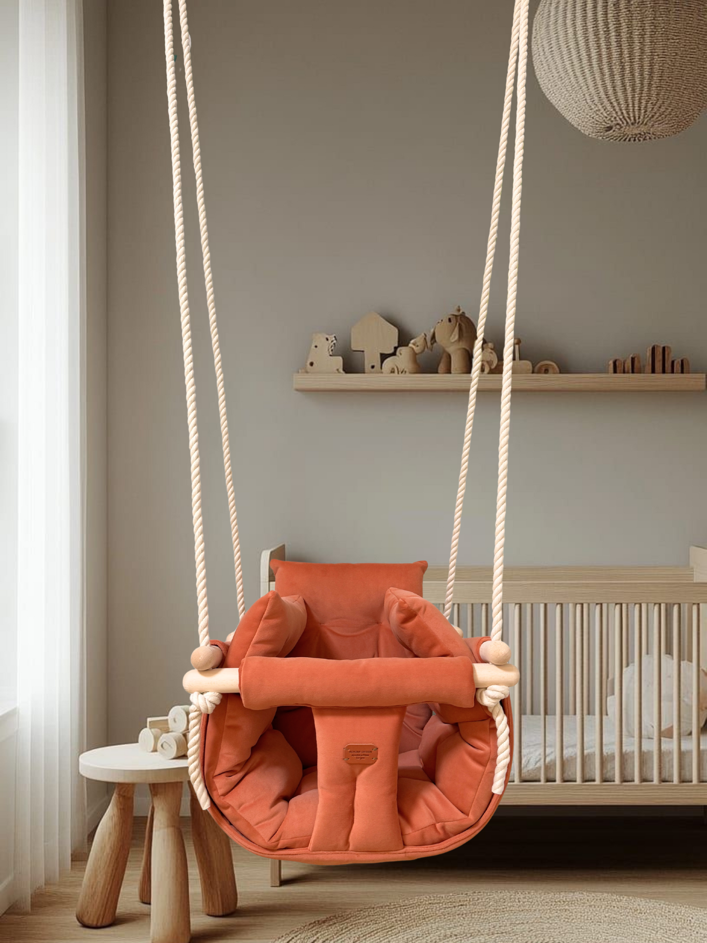 Premium Coral Orange Swing - Handcrafted Swing