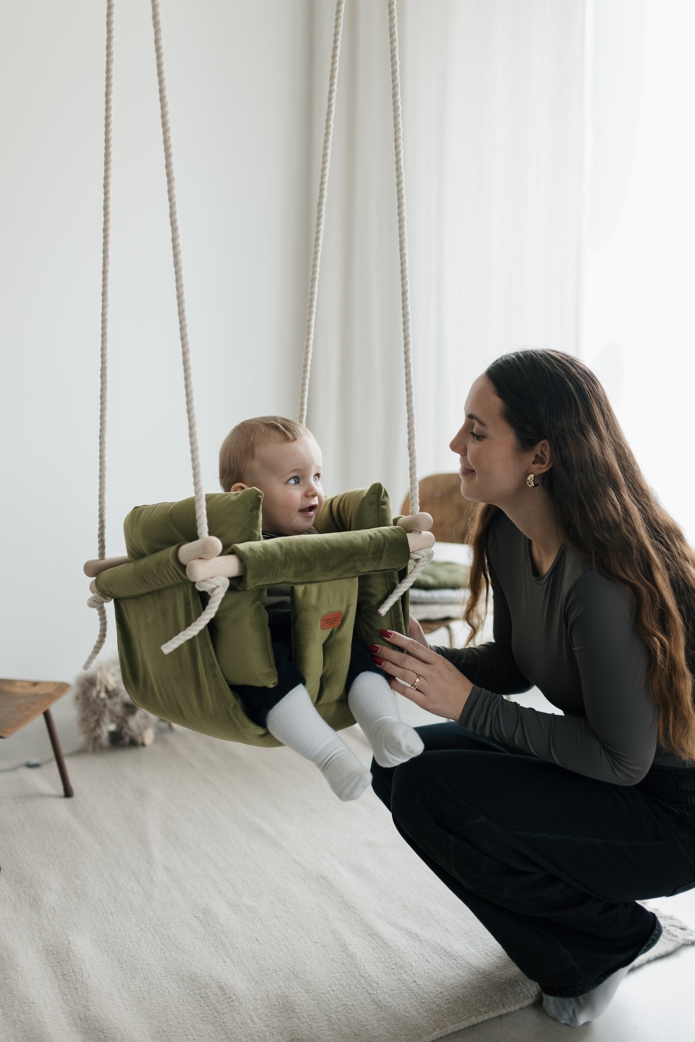 Premium Olive Green Swing - Handcrafted Swing